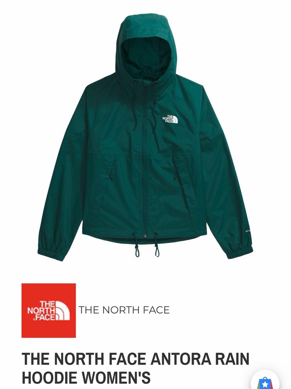 The North Face Forest Green Rain Jacket with Hood
